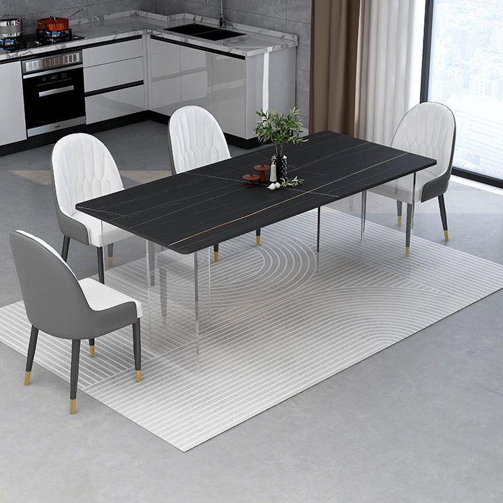 Modern 1/4/5 Pieces Dining Set with Sintered Stone Table and Leather Chairs Dinette Set 5 Pieces: Black Table, 4 Chairs Clearhalo 'Dining Room Sets' 'Dining Tables & Seating' 'dining_room_set' 'furn' 'furn_dining_room_set' 'Furniture' 'furniture_dining_room_set' 'Kitchen & Dining Furniture' 'kitchen&dining_furn' 'kitchen' 4452016