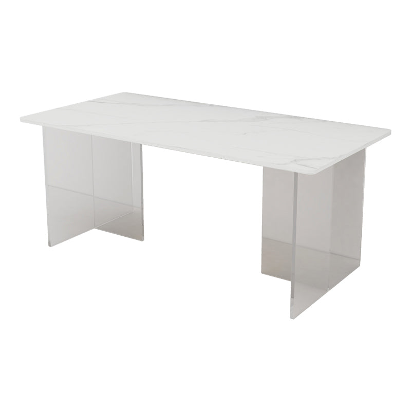 Modern 1/4/5 Pieces Dining Set with Sintered Stone Table and Leather Chairs Dinette Set White 79"L x 39"W Clearhalo 'Dining Room Sets' 'Dining Tables & Seating' 'dining_room_set' 'furn' 'furn_dining_room_set' 'Furniture' 'furniture_dining_room_set' 'Kitchen & Dining Furniture' 'kitchen&dining_furn' 'kitchen' 4452017