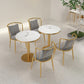 1/3 Pcs Metal Glam Dining Room Set with Round Table and Pedestal Base Dining Set 3 Pieces: White-gold Table, 2 Grey Chairs Clearhalo 'Dining Room Sets' 'Dining Tables & Seating' 'dining_room_set' 'furn' 'furn_dining_room_set' 'Furniture' 'furniture_dining_room_set' 'Kitchen & Dining Furniture' 'kitchen&dining_furn' 'kitchen' 4452036