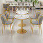 1/3 Pcs Metal Glam Dining Room Set with Round Table and Pedestal Base Dining Set 3 Pieces: White Table, 2 Grey Chairs Clearhalo 'Dining Room Sets' 'Dining Tables & Seating' 'dining_room_set' 'furn' 'furn_dining_room_set' 'Furniture' 'furniture_dining_room_set' 'Kitchen & Dining Furniture' 'kitchen&dining_furn' 'kitchen' 4452037