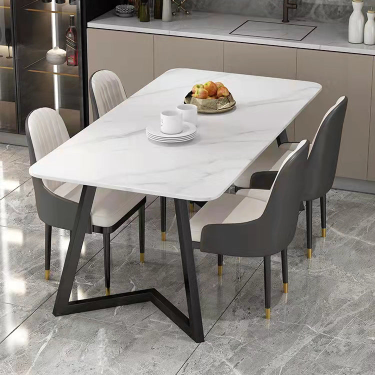 Modern 1/4/5/7 Pieces Furniture with Sintered Stone Table and Chairs Dining Set 5 Pieces: Table, 4 Chairs Clearhalo 'Dining Room Sets' 'Dining Tables & Seating' 'dining_room_set' 'furn' 'furn_dining_room_set' 'Furniture' 'furniture_dining_room_set' 'Kitchen & Dining Furniture' 'kitchen&dining_furn' 'kitchen' 4452098