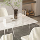 Modern 1/2/5/7 Pieces Rectangle Dining Set Sintered Stone Top Table with Leather Chairs Clearhalo 'Dining Room Sets' 'Dining Tables & Seating' 'dining_room_set' 'furn' 'furn_dining_room_set' 'Furniture' 'furniture_dining_room_set' 'Kitchen & Dining Furniture' 'kitchen&dining_furn' 'kitchen' 4452118