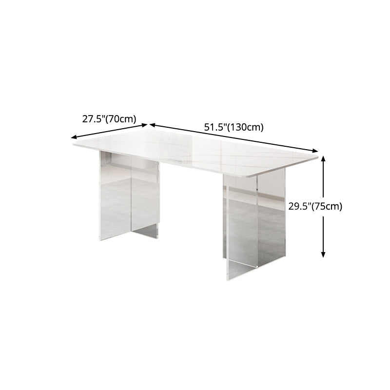 Modern 1/2/5/7 Pieces Rectangle Dining Set Sintered Stone Top Table with Leather Chairs Clearhalo 'Dining Room Sets' 'Dining Tables & Seating' 'dining_room_set' 'furn' 'furn_dining_room_set' 'Furniture' 'furniture_dining_room_set' 'Kitchen & Dining Furniture' 'kitchen&dining_furn' 'kitchen' 4452128