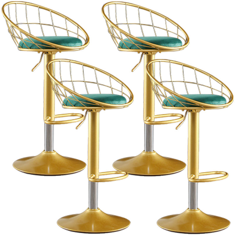 Glam Adjustable Counter Bar Stool Backrest Bar Stool with Footrest and Swivel Green 4 Piece Set Clearhalo 'Bar Furniture' 'Bar Stools' 'bar_stools' 'furn' 'furn_bar_stools' 'furniture_bar_stools' 'Kitchen & Dining Furniture' 'kitchen&dining_furn' 'kitchen' 'kitchen_furn' Furniture' 4452153