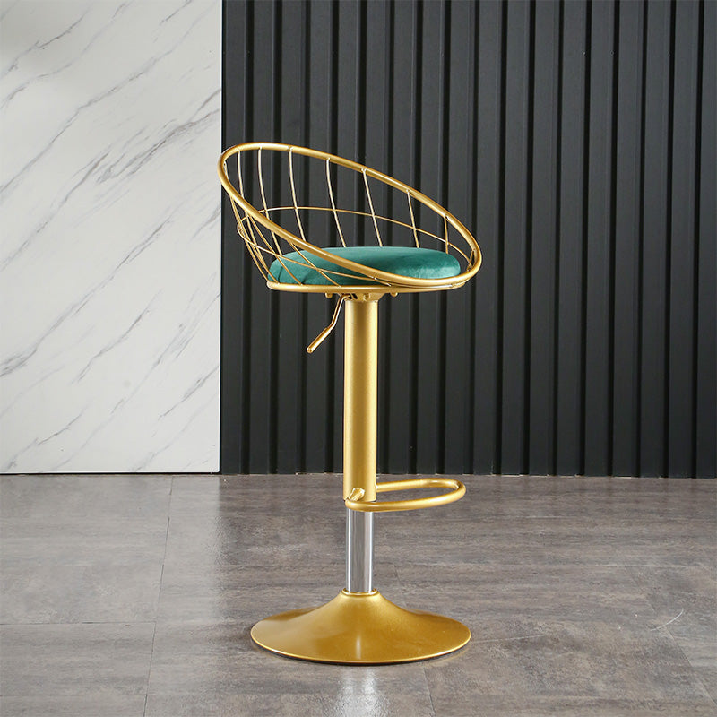 Glam Adjustable Counter Bar Stool Backrest Bar Stool with Footrest and Swivel Green 1 Piece Clearhalo 'Bar Furniture' 'Bar Stools' 'bar_stools' 'furn' 'furn_bar_stools' 'furniture_bar_stools' 'Kitchen & Dining Furniture' 'kitchen&dining_furn' 'kitchen' 'kitchen_furn' Furniture' 4452155
