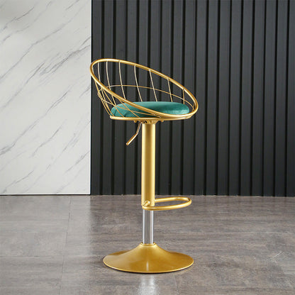 Glam Adjustable Counter Bar Stool Backrest Bar Stool with Footrest and Swivel Green 1 Piece Clearhalo 'Bar Furniture' 'Bar Stools' 'bar_stools' 'furn' 'furn_bar_stools' 'furniture_bar_stools' 'Kitchen & Dining Furniture' 'kitchen&dining_furn' 'kitchen' 'kitchen_furn' Furniture' 4452155