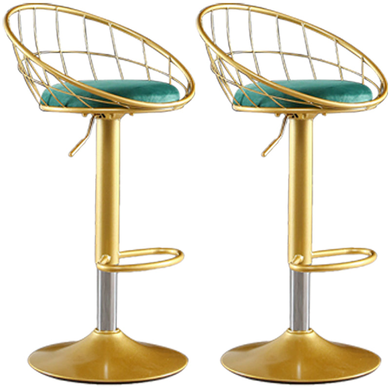 Glam Adjustable Counter Bar Stool Backrest Bar Stool with Footrest and Swivel Green 2 Piece Set Clearhalo 'Bar Furniture' 'Bar Stools' 'bar_stools' 'furn' 'furn_bar_stools' 'furniture_bar_stools' 'Kitchen & Dining Furniture' 'kitchen&dining_furn' 'kitchen' 'kitchen_furn' Furniture' 4452156