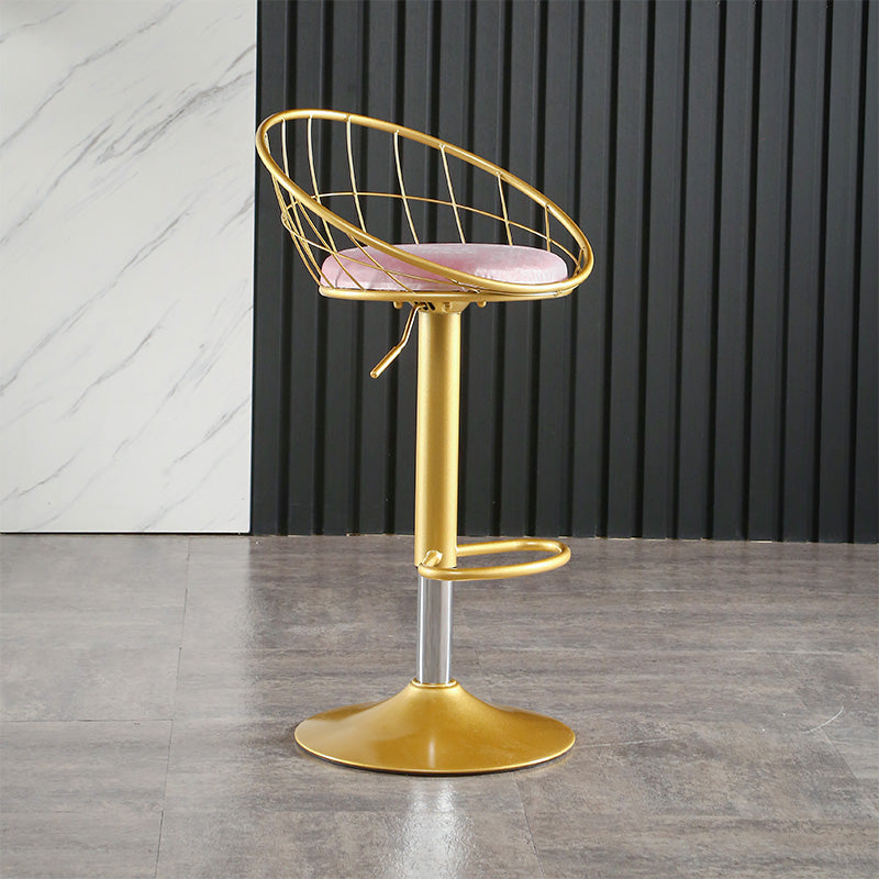 Glam Adjustable Counter Bar Stool Backrest Bar Stool with Footrest and Swivel Pink 1 Piece Clearhalo 'Bar Furniture' 'Bar Stools' 'bar_stools' 'furn' 'furn_bar_stools' 'furniture_bar_stools' 'Kitchen & Dining Furniture' 'kitchen&dining_furn' 'kitchen' 'kitchen_furn' Furniture' 4452161