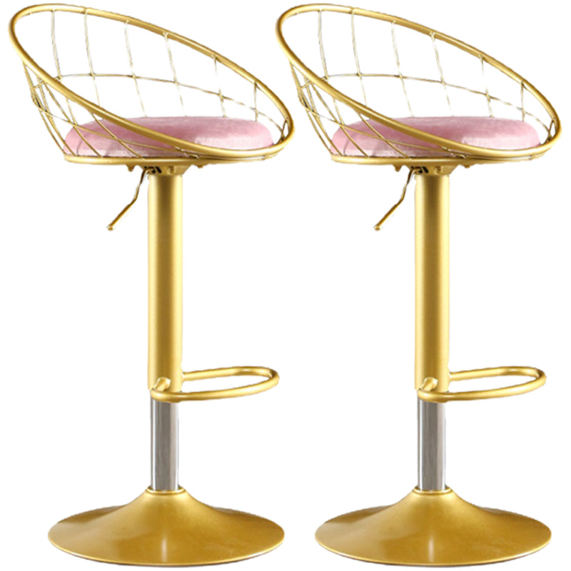 Glam Adjustable Counter Bar Stool Backrest Bar Stool with Footrest and Swivel Pink 2 Piece Set Clearhalo 'Bar Furniture' 'Bar Stools' 'bar_stools' 'furn' 'furn_bar_stools' 'furniture_bar_stools' 'Kitchen & Dining Furniture' 'kitchen&dining_furn' 'kitchen' 'kitchen_furn' Furniture' 4452162