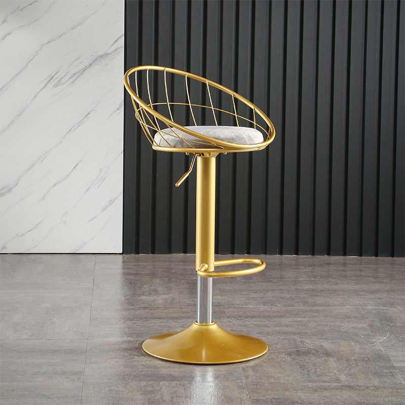 Glam Adjustable Counter Bar Stool Backrest Bar Stool with Footrest and Swivel Gray 1 Piece Clearhalo 'Bar Furniture' 'Bar Stools' 'bar_stools' 'furn' 'furn_bar_stools' 'furniture_bar_stools' 'Kitchen & Dining Furniture' 'kitchen&dining_furn' 'kitchen' 'kitchen_furn' Furniture' 4452166