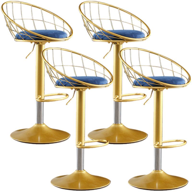 Glam Adjustable Counter Bar Stool Backrest Bar Stool with Footrest and Swivel Blue 4 Piece Set Clearhalo 'Bar Furniture' 'Bar Stools' 'bar_stools' 'furn' 'furn_bar_stools' 'furniture_bar_stools' 'Kitchen & Dining Furniture' 'kitchen&dining_furn' 'kitchen' 'kitchen_furn' Furniture' 4452170