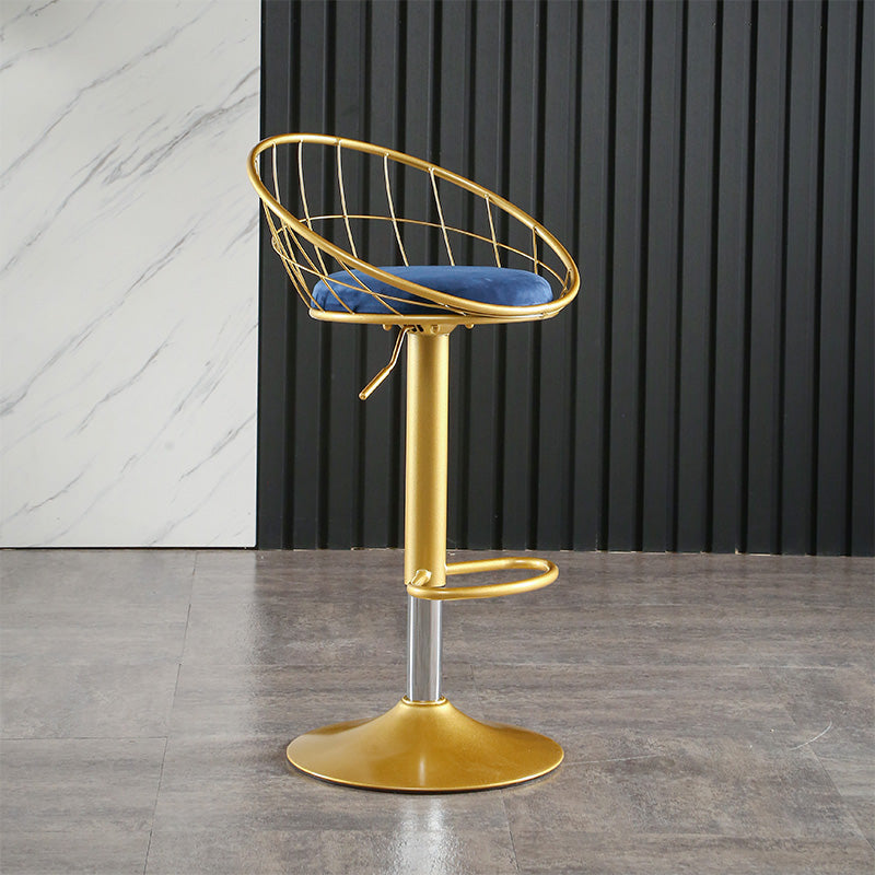 Glam Adjustable Counter Bar Stool Backrest Bar Stool with Footrest and Swivel Blue 1 Piece Clearhalo 'Bar Furniture' 'Bar Stools' 'bar_stools' 'furn' 'furn_bar_stools' 'furniture_bar_stools' 'Kitchen & Dining Furniture' 'kitchen&dining_furn' 'kitchen' 'kitchen_furn' Furniture' 4452173