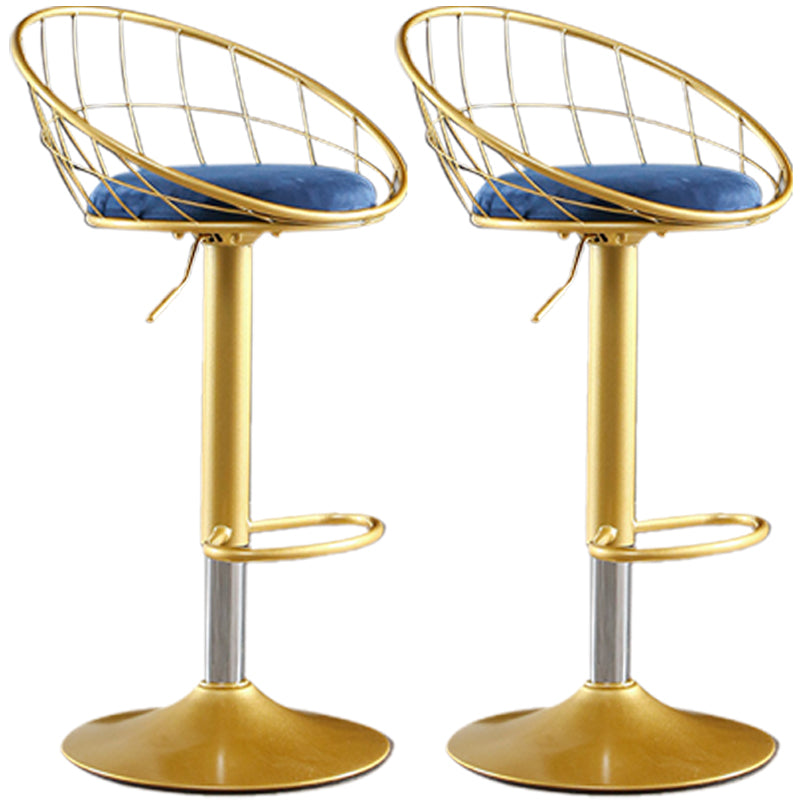 Glam Adjustable Counter Bar Stool Backrest Bar Stool with Footrest and Swivel Blue 2 Piece Set Clearhalo 'Bar Furniture' 'Bar Stools' 'bar_stools' 'furn' 'furn_bar_stools' 'furniture_bar_stools' 'Kitchen & Dining Furniture' 'kitchen&dining_furn' 'kitchen' 'kitchen_furn' Furniture' 4452174