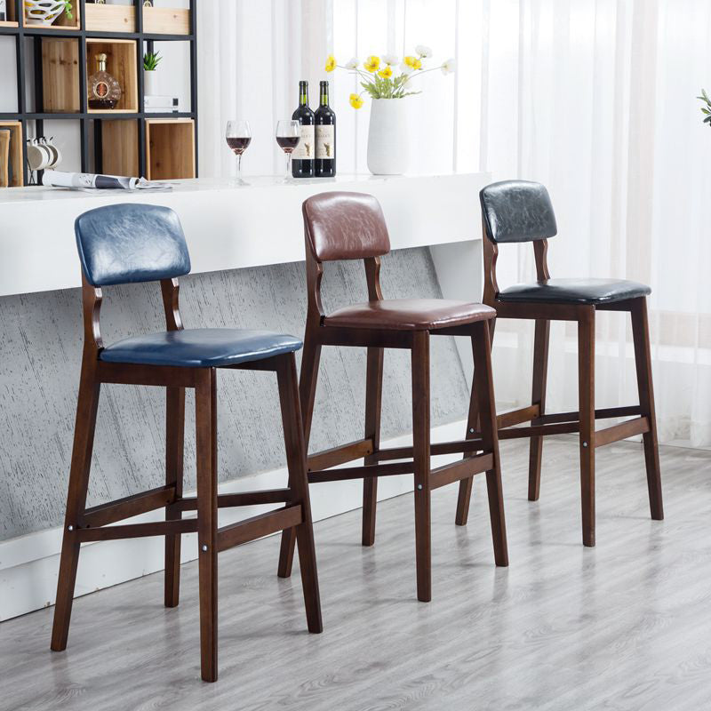 Modern Armless Backrest Counter Stool Wood Cafe Bar Stool with Pedal and Cushion Clearhalo 'Bar Furniture' 'Bar Stools' 'bar_stools' 'furn' 'furn_bar_stools' 'furniture_bar_stools' 'Kitchen & Dining Furniture' 'kitchen&dining_furn' 'kitchen' 'kitchen_furn' Furniture' 4452179