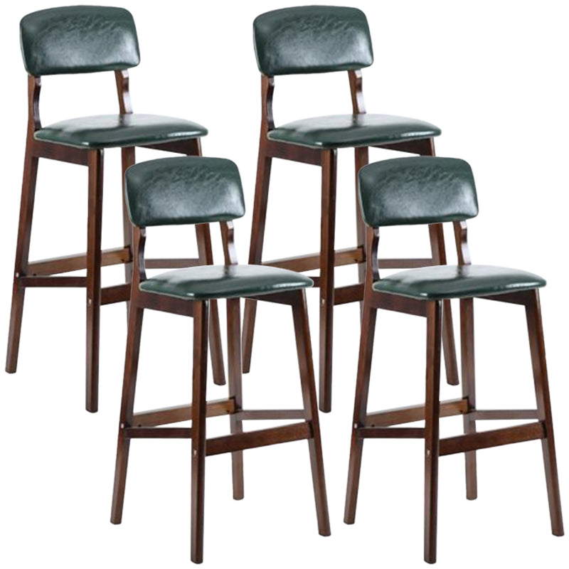 Modern Armless Backrest Counter Stool Wood Cafe Bar Stool with Pedal and Cushion Blackish Green 4 Piece Set Clearhalo 'Bar Furniture' 'Bar Stools' 'bar_stools' 'furn' 'furn_bar_stools' 'furniture_bar_stools' 'Kitchen & Dining Furniture' 'kitchen&dining_furn' 'kitchen' 'kitchen_furn' Furniture' 4452180