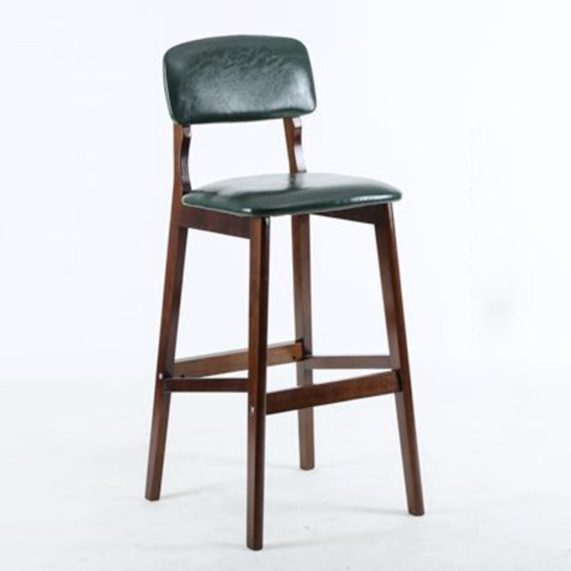 Modern Armless Backrest Counter Stool Wood Cafe Bar Stool with Pedal and Cushion Blackish Green 1 Piece Clearhalo 'Bar Furniture' 'Bar Stools' 'bar_stools' 'furn' 'furn_bar_stools' 'furniture_bar_stools' 'Kitchen & Dining Furniture' 'kitchen&dining_furn' 'kitchen' 'kitchen_furn' Furniture' 4452182