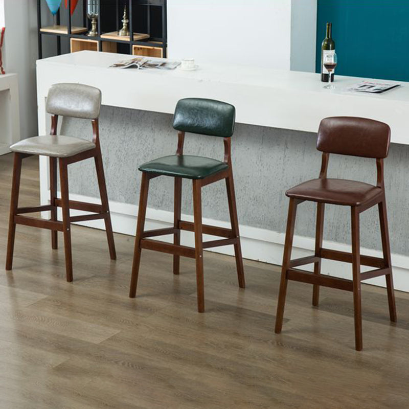 Modern Armless Backrest Counter Stool Wood Cafe Bar Stool with Pedal and Cushion Clearhalo 'Bar Furniture' 'Bar Stools' 'bar_stools' 'furn' 'furn_bar_stools' 'furniture_bar_stools' 'Kitchen & Dining Furniture' 'kitchen&dining_furn' 'kitchen' 'kitchen_furn' Furniture' 4452184