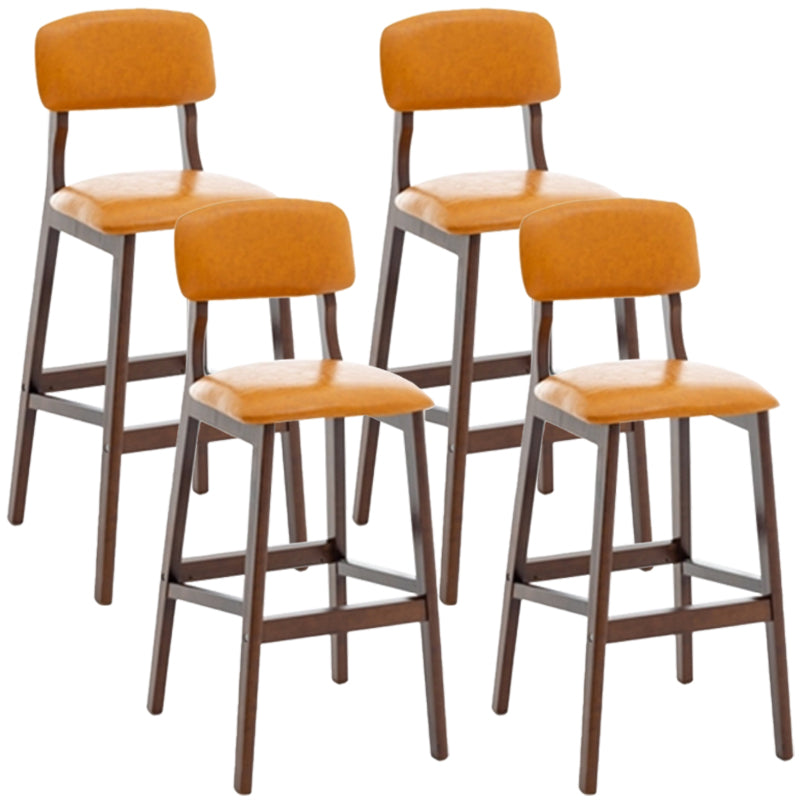 Modern Armless Backrest Counter Stool Wood Cafe Bar Stool with Pedal and Cushion Orange 4 Piece Set Clearhalo 'Bar Furniture' 'Bar Stools' 'bar_stools' 'furn' 'furn_bar_stools' 'furniture_bar_stools' 'Kitchen & Dining Furniture' 'kitchen&dining_furn' 'kitchen' 'kitchen_furn' Furniture' 4452186