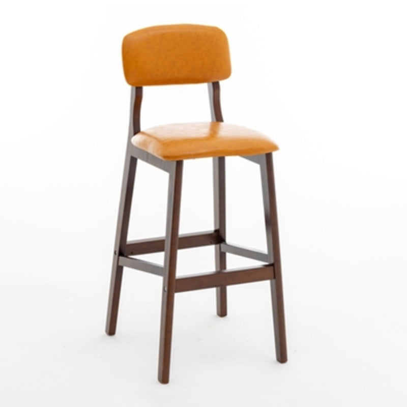 Modern Armless Backrest Counter Stool Wood Cafe Bar Stool with Pedal and Cushion Orange 1 Piece Clearhalo 'Bar Furniture' 'Bar Stools' 'bar_stools' 'furn' 'furn_bar_stools' 'furniture_bar_stools' 'Kitchen & Dining Furniture' 'kitchen&dining_furn' 'kitchen' 'kitchen_furn' Furniture' 4452187