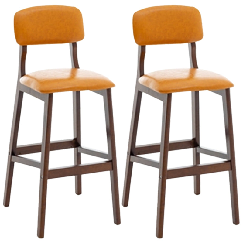 Modern Armless Backrest Counter Stool Wood Cafe Bar Stool with Pedal and Cushion Orange 2 Piece Set Clearhalo 'Bar Furniture' 'Bar Stools' 'bar_stools' 'furn' 'furn_bar_stools' 'furniture_bar_stools' 'Kitchen & Dining Furniture' 'kitchen&dining_furn' 'kitchen' 'kitchen_furn' Furniture' 4452190
