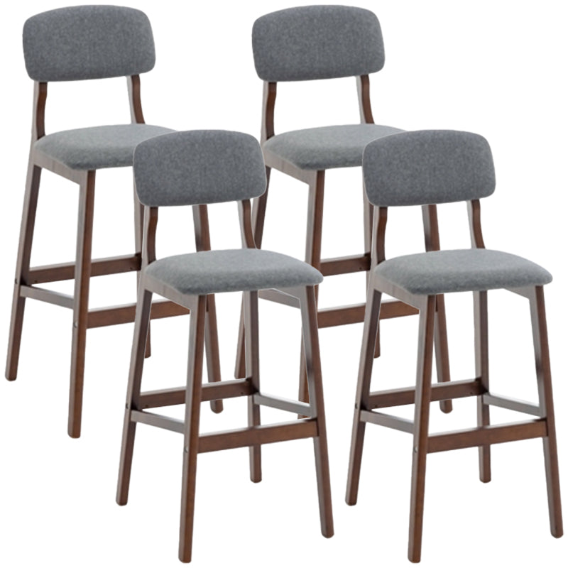 Modern Armless Backrest Counter Stool Wood Cafe Bar Stool with Pedal and Cushion Smoke Gray 4 Piece Set Clearhalo 'Bar Furniture' 'Bar Stools' 'bar_stools' 'furn' 'furn_bar_stools' 'furniture_bar_stools' 'Kitchen & Dining Furniture' 'kitchen&dining_furn' 'kitchen' 'kitchen_furn' Furniture' 4452191