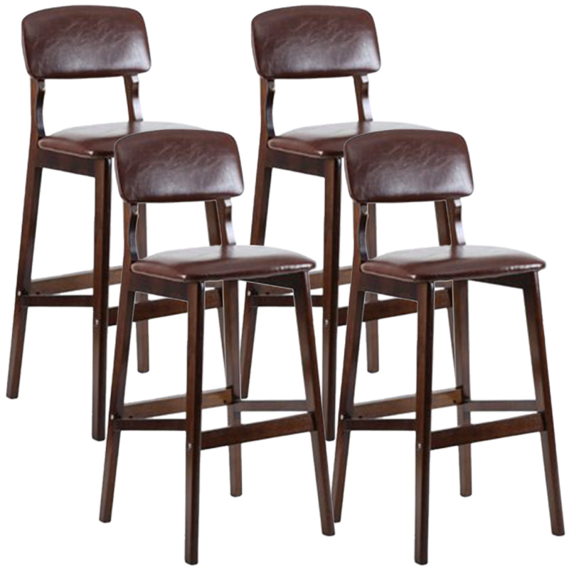 Modern Armless Backrest Counter Stool Wood Cafe Bar Stool with Pedal and Cushion Brown 4 Piece Set Clearhalo 'Bar Furniture' 'Bar Stools' 'bar_stools' 'furn' 'furn_bar_stools' 'furniture_bar_stools' 'Kitchen & Dining Furniture' 'kitchen&dining_furn' 'kitchen' 'kitchen_furn' Furniture' 4452195