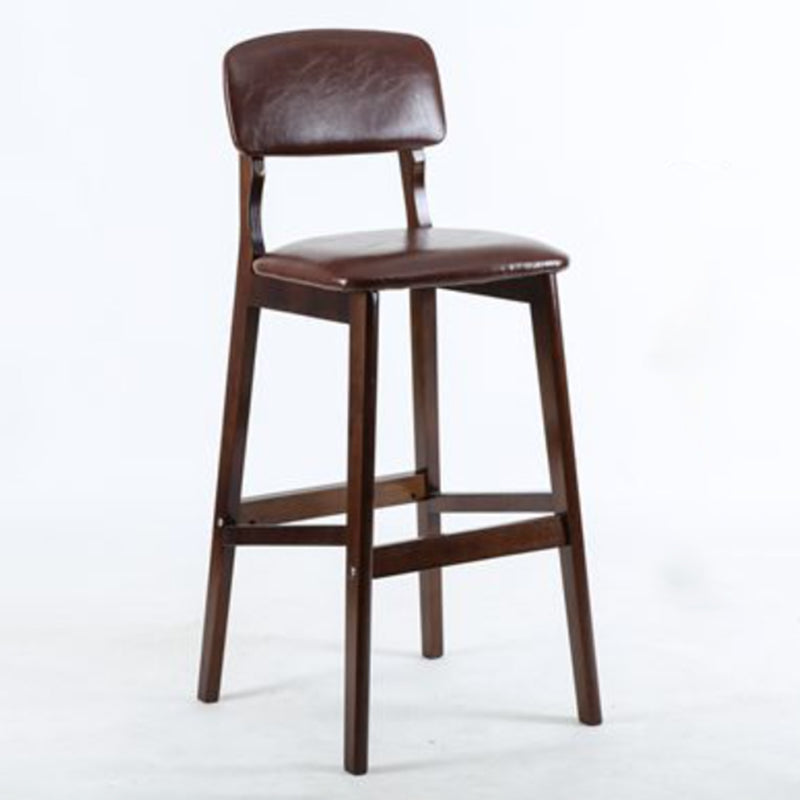 Modern Armless Backrest Counter Stool Wood Cafe Bar Stool with Pedal and Cushion Brown 1 Piece Clearhalo 'Bar Furniture' 'Bar Stools' 'bar_stools' 'furn' 'furn_bar_stools' 'furniture_bar_stools' 'Kitchen & Dining Furniture' 'kitchen&dining_furn' 'kitchen' 'kitchen_furn' Furniture' 4452196