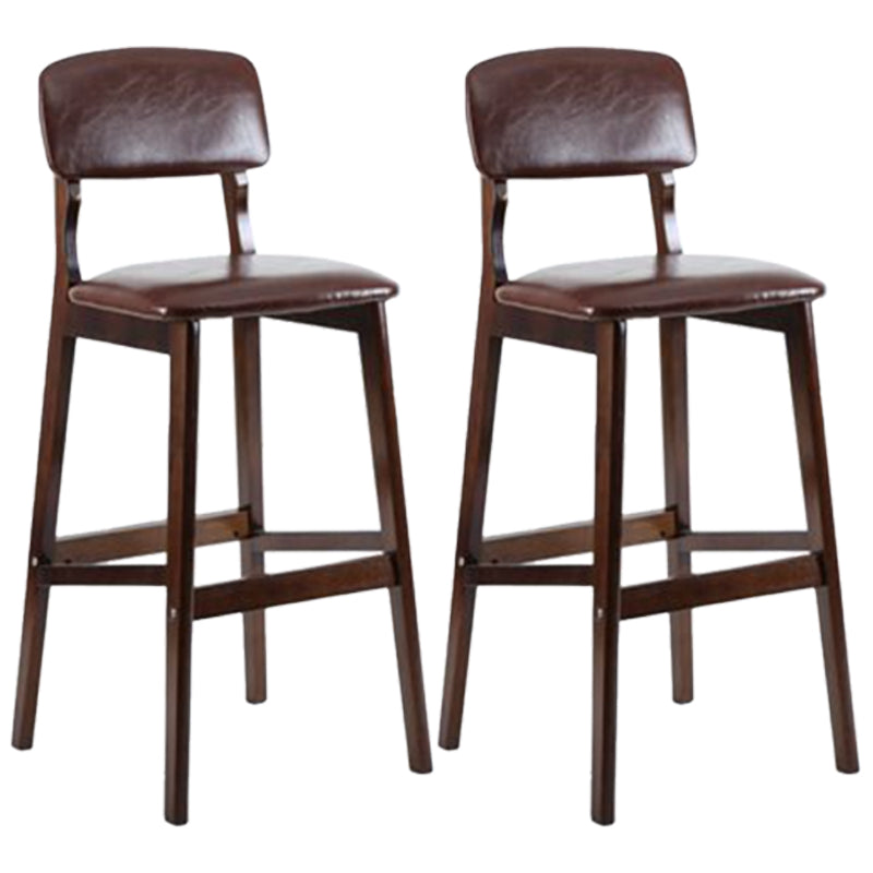 Modern Armless Backrest Counter Stool Wood Cafe Bar Stool with Pedal and Cushion Brown 2 Piece Set Clearhalo 'Bar Furniture' 'Bar Stools' 'bar_stools' 'furn' 'furn_bar_stools' 'furniture_bar_stools' 'Kitchen & Dining Furniture' 'kitchen&dining_furn' 'kitchen' 'kitchen_furn' Furniture' 4452197