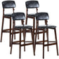 Modern Armless Backrest Counter Stool Wood Cafe Bar Stool with Pedal and Cushion Black 4 Piece Set Clearhalo 'Bar Furniture' 'Bar Stools' 'bar_stools' 'furn' 'furn_bar_stools' 'furniture_bar_stools' 'Kitchen & Dining Furniture' 'kitchen&dining_furn' 'kitchen' 'kitchen_furn' Furniture' 4452198