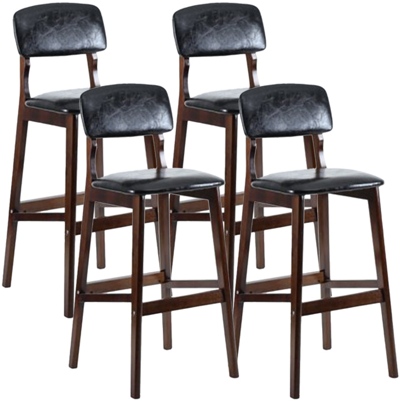 Modern Armless Backrest Counter Stool Wood Cafe Bar Stool with Pedal and Cushion Black 4 Piece Set Clearhalo 'Bar Furniture' 'Bar Stools' 'bar_stools' 'furn' 'furn_bar_stools' 'furniture_bar_stools' 'Kitchen & Dining Furniture' 'kitchen&dining_furn' 'kitchen' 'kitchen_furn' Furniture' 4452198
