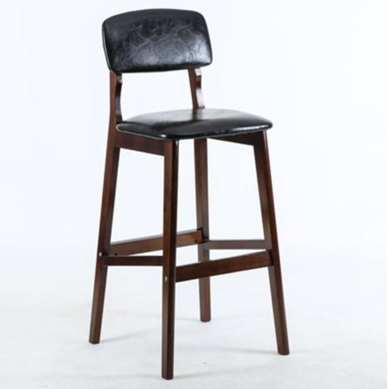 Modern Armless Backrest Counter Stool Wood Cafe Bar Stool with Pedal and Cushion Black 1 Piece Clearhalo 'Bar Furniture' 'Bar Stools' 'bar_stools' 'furn' 'furn_bar_stools' 'furniture_bar_stools' 'Kitchen & Dining Furniture' 'kitchen&dining_furn' 'kitchen' 'kitchen_furn' Furniture' 4452199