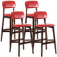 Modern Armless Backrest Counter Stool Wood Cafe Bar Stool with Pedal and Cushion Red 4 Piece Set Clearhalo 'Bar Furniture' 'Bar Stools' 'bar_stools' 'furn' 'furn_bar_stools' 'furniture_bar_stools' 'Kitchen & Dining Furniture' 'kitchen&dining_furn' 'kitchen' 'kitchen_furn' Furniture' 4452201