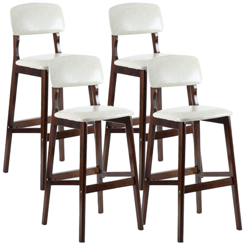 Modern Armless Backrest Counter Stool Wood Cafe Bar Stool with Pedal and Cushion Off-White 4 Piece Set Clearhalo 'Bar Furniture' 'Bar Stools' 'bar_stools' 'furn' 'furn_bar_stools' 'furniture_bar_stools' 'Kitchen & Dining Furniture' 'kitchen&dining_furn' 'kitchen' 'kitchen_furn' Furniture' 4452204