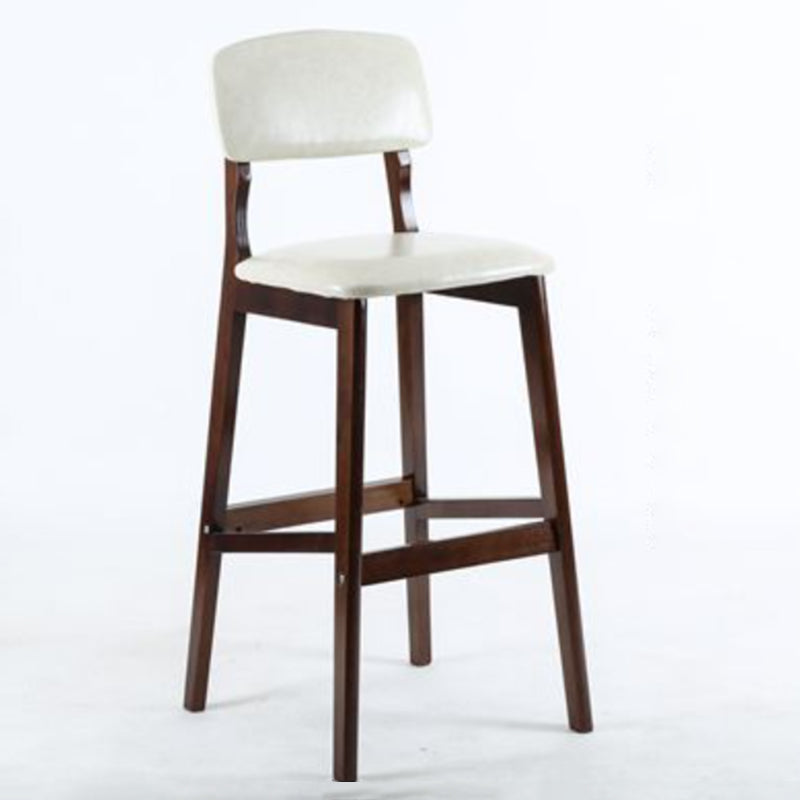 Modern Armless Backrest Counter Stool Wood Cafe Bar Stool with Pedal and Cushion Off-White 1 Piece Clearhalo 'Bar Furniture' 'Bar Stools' 'bar_stools' 'furn' 'furn_bar_stools' 'furniture_bar_stools' 'Kitchen & Dining Furniture' 'kitchen&dining_furn' 'kitchen' 'kitchen_furn' Furniture' 4452205