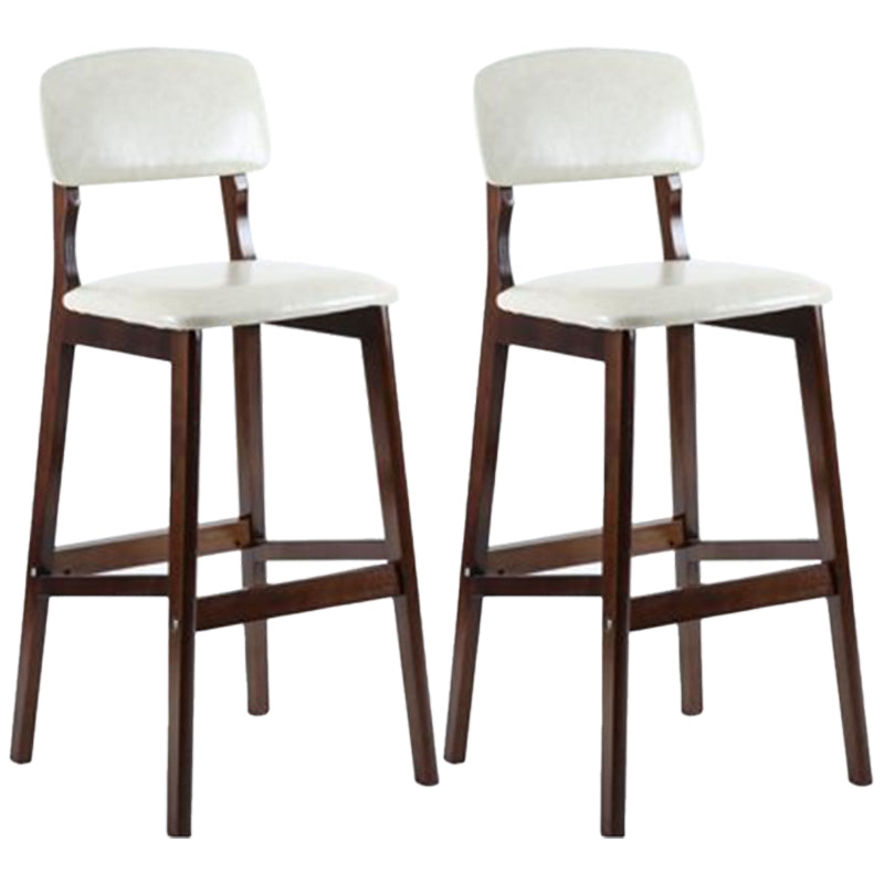 Modern Armless Backrest Counter Stool Wood Cafe Bar Stool with Pedal and Cushion Off-White 2 Piece Set Clearhalo 'Bar Furniture' 'Bar Stools' 'bar_stools' 'furn' 'furn_bar_stools' 'furniture_bar_stools' 'Kitchen & Dining Furniture' 'kitchen&dining_furn' 'kitchen' 'kitchen_furn' Furniture' 4452206