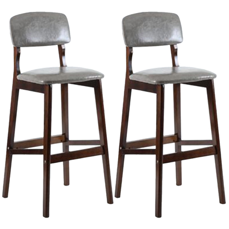 Modern Armless Backrest Counter Stool Wood Cafe Bar Stool with Pedal and Cushion Light Gray 2 Piece Set Clearhalo 'Bar Furniture' 'Bar Stools' 'bar_stools' 'furn' 'furn_bar_stools' 'furniture_bar_stools' 'Kitchen & Dining Furniture' 'kitchen&dining_furn' 'kitchen' 'kitchen_furn' Furniture' 4452209