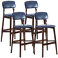 Modern Armless Backrest Counter Stool Wood Cafe Bar Stool with Pedal and Cushion Blue 4 Piece Set Clearhalo 'Bar Furniture' 'Bar Stools' 'bar_stools' 'furn' 'furn_bar_stools' 'furniture_bar_stools' 'Kitchen & Dining Furniture' 'kitchen&dining_furn' 'kitchen' 'kitchen_furn' Furniture' 4452210