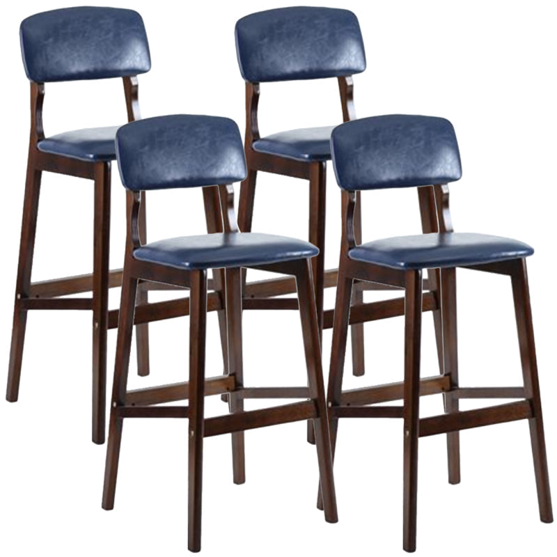 Modern Armless Backrest Counter Stool Wood Cafe Bar Stool with Pedal and Cushion Blue 4 Piece Set Clearhalo 'Bar Furniture' 'Bar Stools' 'bar_stools' 'furn' 'furn_bar_stools' 'furniture_bar_stools' 'Kitchen & Dining Furniture' 'kitchen&dining_furn' 'kitchen' 'kitchen_furn' Furniture' 4452210