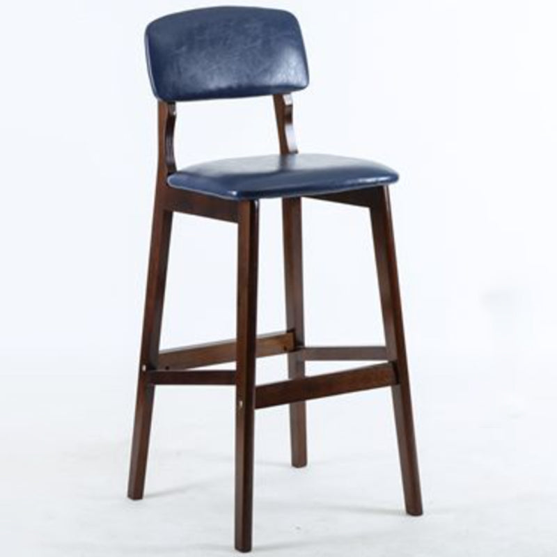 Modern Armless Backrest Counter Stool Wood Cafe Bar Stool with Pedal and Cushion Blue 1 Piece Clearhalo 'Bar Furniture' 'Bar Stools' 'bar_stools' 'furn' 'furn_bar_stools' 'furniture_bar_stools' 'Kitchen & Dining Furniture' 'kitchen&dining_furn' 'kitchen' 'kitchen_furn' Furniture' 4452211