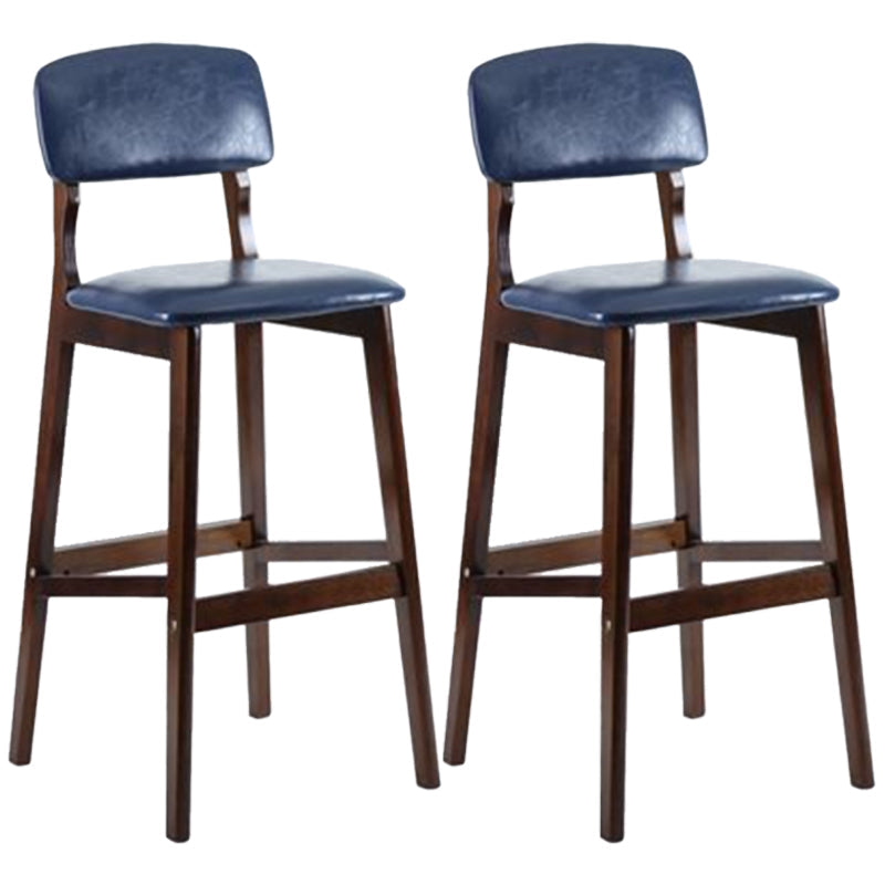 Modern Armless Backrest Counter Stool Wood Cafe Bar Stool with Pedal and Cushion Blue 2 Piece Set Clearhalo 'Bar Furniture' 'Bar Stools' 'bar_stools' 'furn' 'furn_bar_stools' 'furniture_bar_stools' 'Kitchen & Dining Furniture' 'kitchen&dining_furn' 'kitchen' 'kitchen_furn' Furniture' 4452212