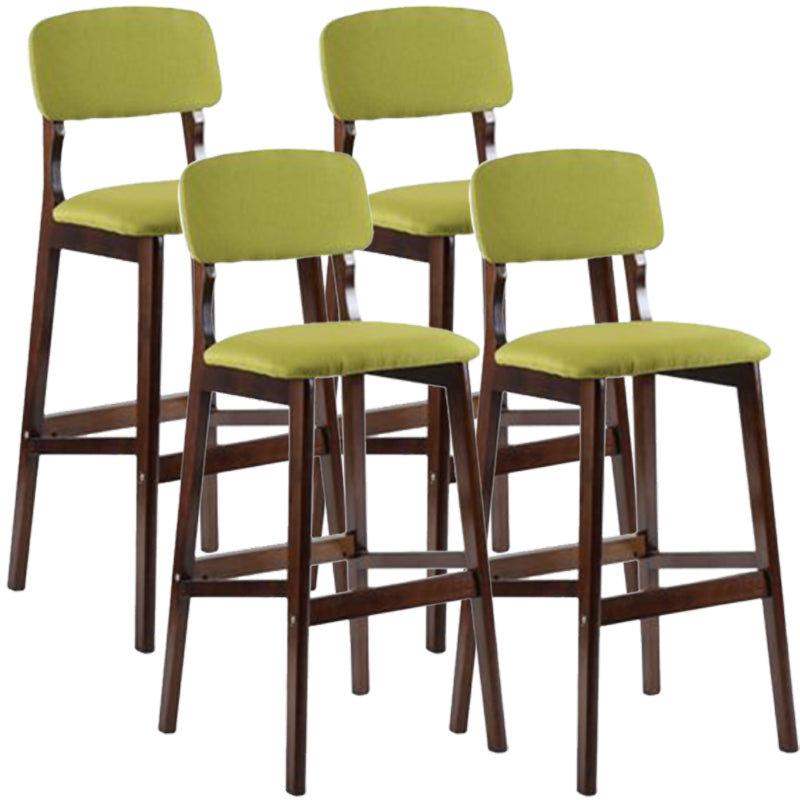 Modern Armless Backrest Counter Stool Wood Cafe Bar Stool with Pedal and Cushion Green 4 Piece Set Clearhalo 'Bar Furniture' 'Bar Stools' 'bar_stools' 'furn' 'furn_bar_stools' 'furniture_bar_stools' 'Kitchen & Dining Furniture' 'kitchen&dining_furn' 'kitchen' 'kitchen_furn' Furniture' 4452213