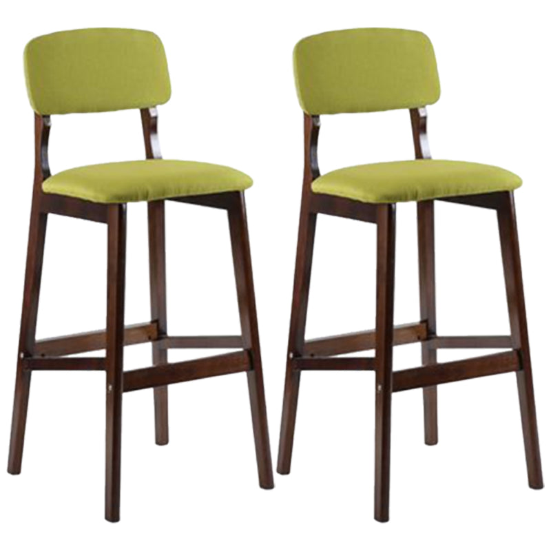 Modern Armless Backrest Counter Stool Wood Cafe Bar Stool with Pedal and Cushion Green 2 Piece Set Clearhalo 'Bar Furniture' 'Bar Stools' 'bar_stools' 'furn' 'furn_bar_stools' 'furniture_bar_stools' 'Kitchen & Dining Furniture' 'kitchen&dining_furn' 'kitchen' 'kitchen_furn' Furniture' 4452215