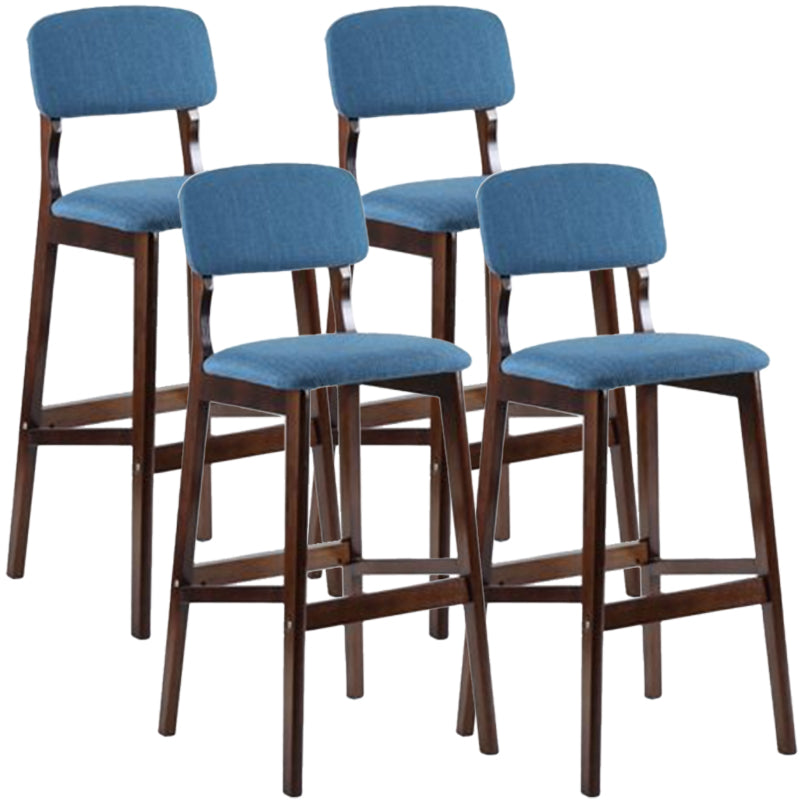 Modern Armless Backrest Counter Stool Wood Cafe Bar Stool with Pedal and Cushion Light Blue 4 Piece Set Clearhalo 'Bar Furniture' 'Bar Stools' 'bar_stools' 'furn' 'furn_bar_stools' 'furniture_bar_stools' 'Kitchen & Dining Furniture' 'kitchen&dining_furn' 'kitchen' 'kitchen_furn' Furniture' 4452216