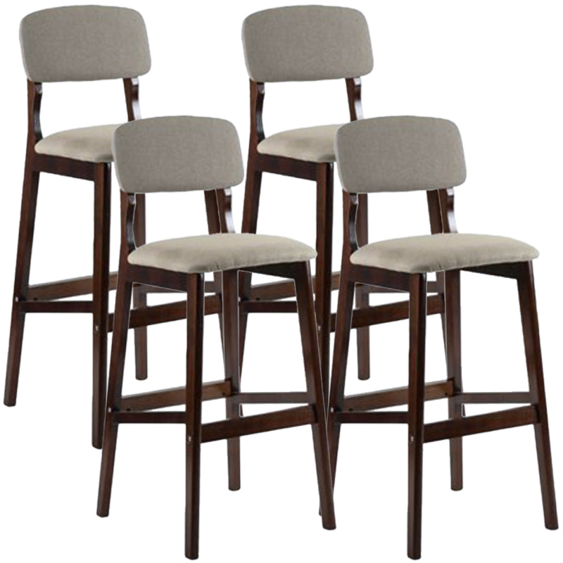 Modern Armless Backrest Counter Stool Wood Cafe Bar Stool with Pedal and Cushion Khaki 4 Piece Set Clearhalo 'Bar Furniture' 'Bar Stools' 'bar_stools' 'furn' 'furn_bar_stools' 'furniture_bar_stools' 'Kitchen & Dining Furniture' 'kitchen&dining_furn' 'kitchen' 'kitchen_furn' Furniture' 4452225