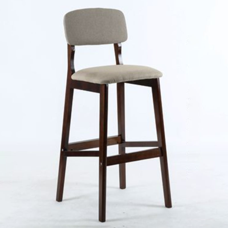 Modern Armless Backrest Counter Stool Wood Cafe Bar Stool with Pedal and Cushion Khaki 1 Piece Clearhalo 'Bar Furniture' 'Bar Stools' 'bar_stools' 'furn' 'furn_bar_stools' 'furniture_bar_stools' 'Kitchen & Dining Furniture' 'kitchen&dining_furn' 'kitchen' 'kitchen_furn' Furniture' 4452226