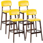 Modern Armless Backrest Counter Stool Wood Cafe Bar Stool with Pedal and Cushion Yellow 4 Piece Set Clearhalo 'Bar Furniture' 'Bar Stools' 'bar_stools' 'furn' 'furn_bar_stools' 'furniture_bar_stools' 'Kitchen & Dining Furniture' 'kitchen&dining_furn' 'kitchen' 'kitchen_furn' Furniture' 4452228