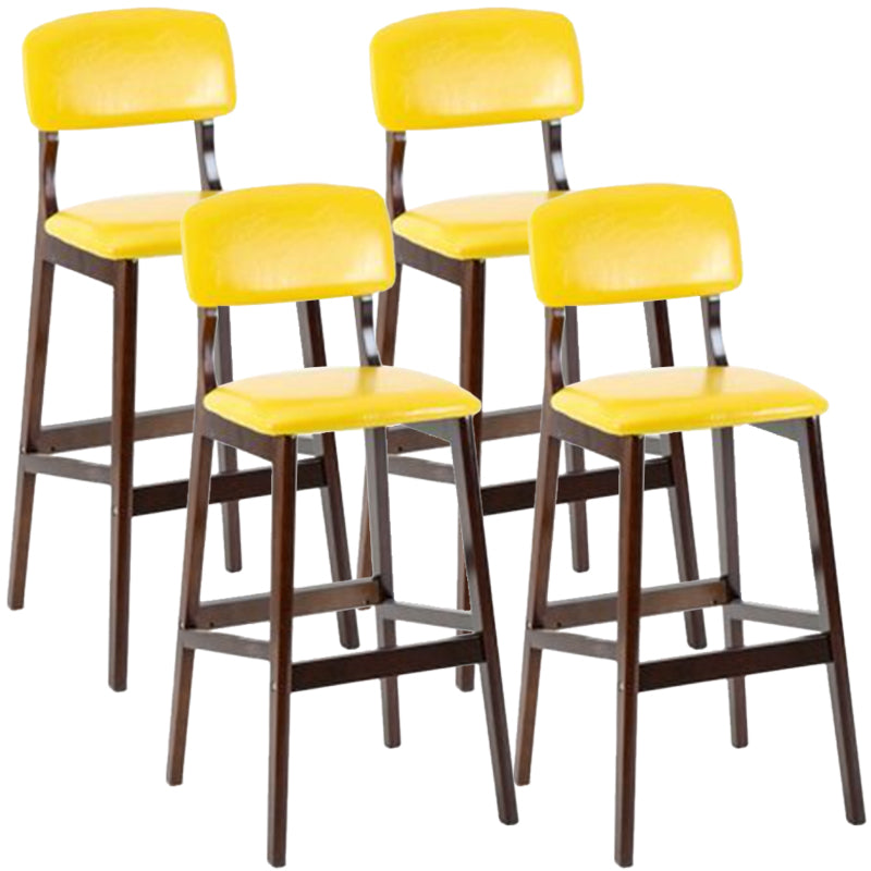 Modern Armless Backrest Counter Stool Wood Cafe Bar Stool with Pedal and Cushion Yellow 4 Piece Set Clearhalo 'Bar Furniture' 'Bar Stools' 'bar_stools' 'furn' 'furn_bar_stools' 'furniture_bar_stools' 'Kitchen & Dining Furniture' 'kitchen&dining_furn' 'kitchen' 'kitchen_furn' Furniture' 4452228