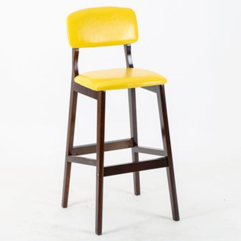 Modern Armless Backrest Counter Stool Wood Cafe Bar Stool with Pedal and Cushion Yellow 1 Piece Clearhalo 'Bar Furniture' 'Bar Stools' 'bar_stools' 'furn' 'furn_bar_stools' 'furniture_bar_stools' 'Kitchen & Dining Furniture' 'kitchen&dining_furn' 'kitchen' 'kitchen_furn' Furniture' 4452229
