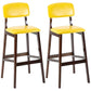Modern Armless Backrest Counter Stool Wood Cafe Bar Stool with Pedal and Cushion Yellow 2 Piece Set Clearhalo 'Bar Furniture' 'Bar Stools' 'bar_stools' 'furn' 'furn_bar_stools' 'furniture_bar_stools' 'Kitchen & Dining Furniture' 'kitchen&dining_furn' 'kitchen' 'kitchen_furn' Furniture' 4452230