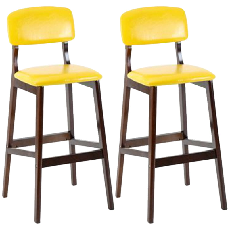 Modern Armless Backrest Counter Stool Wood Cafe Bar Stool with Pedal and Cushion Yellow 2 Piece Set Clearhalo 'Bar Furniture' 'Bar Stools' 'bar_stools' 'furn' 'furn_bar_stools' 'furniture_bar_stools' 'Kitchen & Dining Furniture' 'kitchen&dining_furn' 'kitchen' 'kitchen_furn' Furniture' 4452230